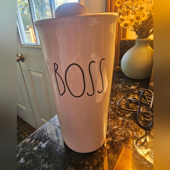 Rae Dunn Other - Rae Dunn Tall Ceramic Coffee Travel Mug Tumbler with Lid "BOSS"